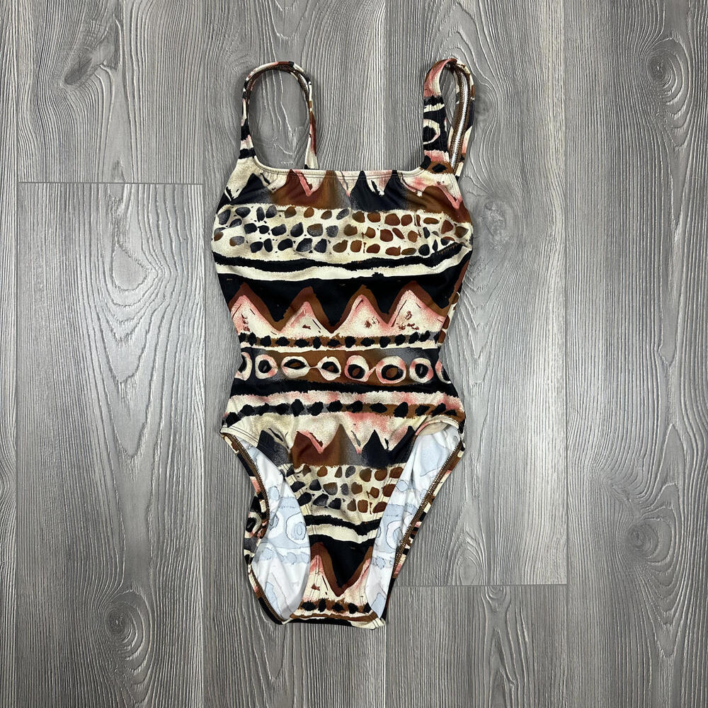 Vintage Baja Blue Neutral Printed One‎ Piece Underwire Swimsuit